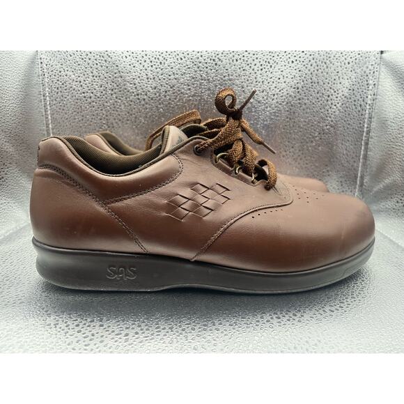 SAS Free Time Womens Comfort Walking Brown Leather Lace Up Shoes - Picture 1 of 7